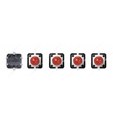 Interruttore tattile illuminato rosso 12x12 mm 12V (5 pezzi)