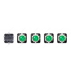 Interruttore tattile illuminato verde 12x12 mm 12V (5 pezzi)