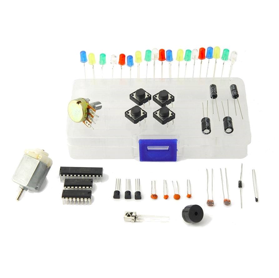 Kit componenti vari per Arduino (LED, pulsanti, fotoresistenza, potenziometro, etc.)