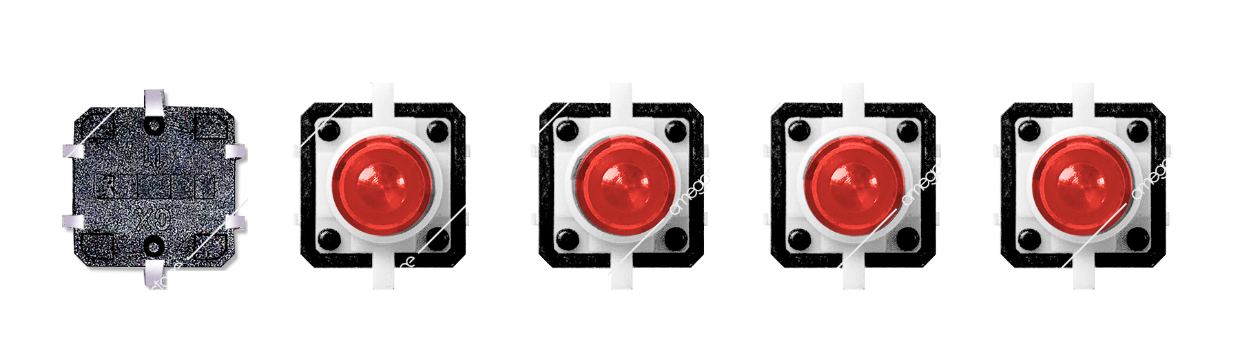 Interruttore tattile illuminato rosso 12x12 mm 12V