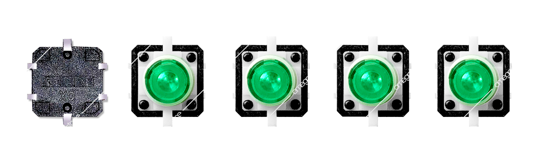 Interruttore tattile illuminato verde 12x12 mm 12V